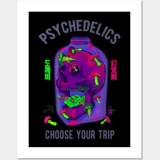 Mushroom LSD Skull Psychedelic Trip Posters and Art